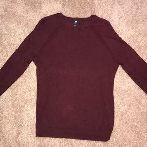 Maroon linen waffle-knit sweater